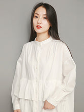 Women Solid Color Round Neck Casual Shirt